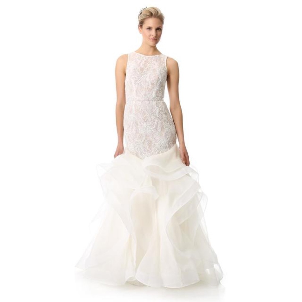 NWT Theia embroidered lace ruffle weddin
